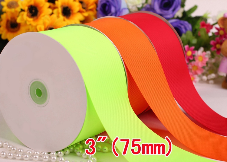 100 Yards/Roll 75MM Solid Diamond Printed Grosgrain Ribbon For