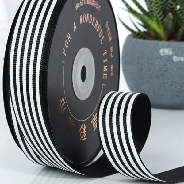 black and white striped grosgrain ribbon